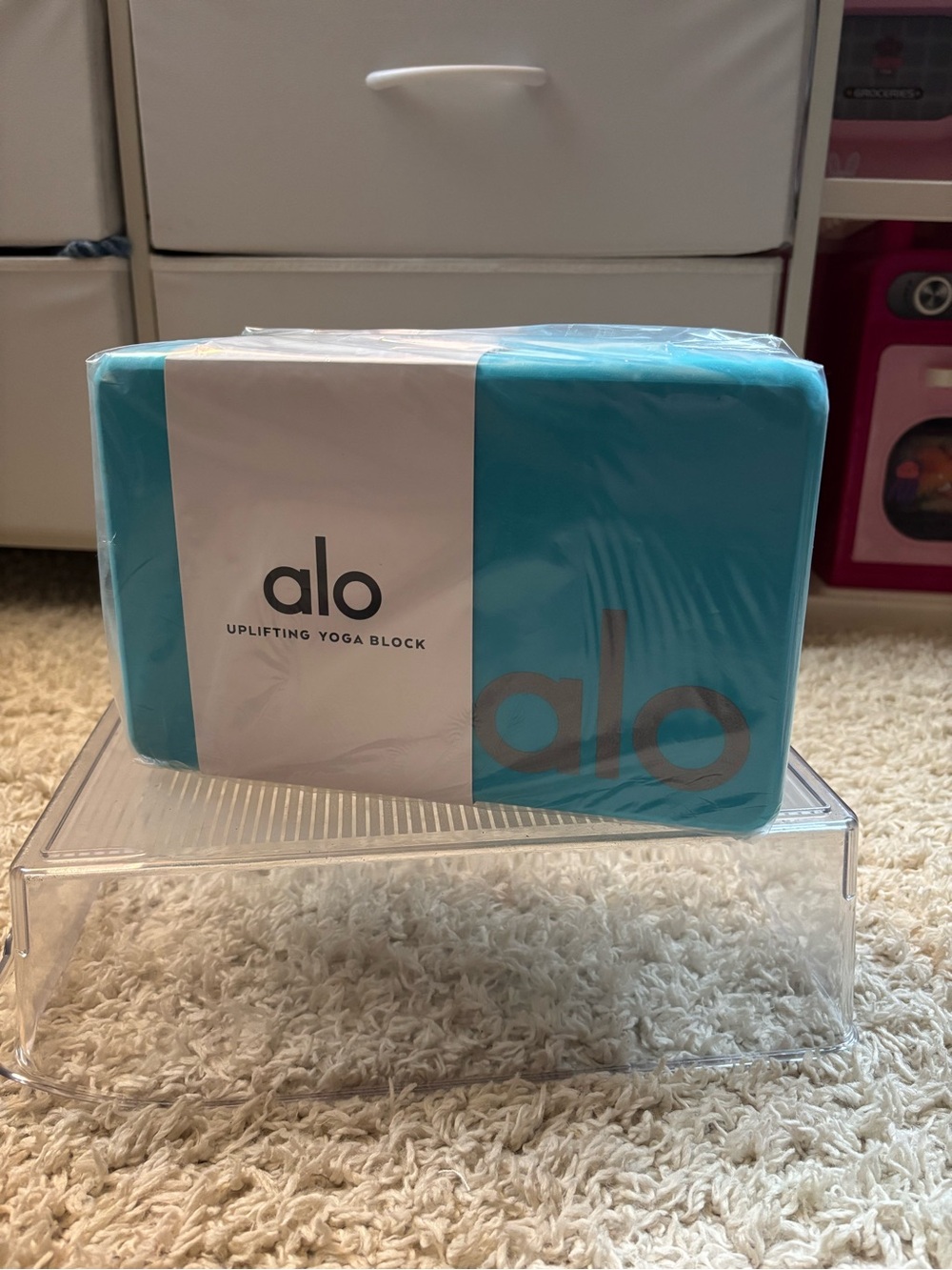 ALO Yoga Uplifting Yoga Block in Bright Teal Blue